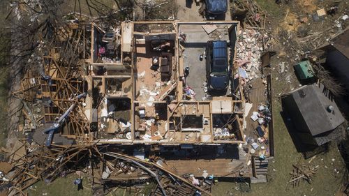 A house on Stratford Drive in Round Rock in Texas was damaged by a tornado that struck on Monday.