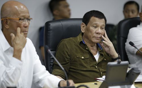 Philippine President Rodrigo Duterte at an emergency meeting.