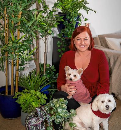 Shelly Horton with her plastic house plants.