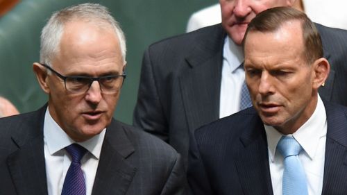 Malcolm Turnbull with Tony Abbott in parliament. (AAP)