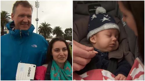 Parents Lauren Indiveri-Clarke and Paul Clarke spoke to 9NEWS about their now-healthy baby boy Jensen, who was born at just 30 weeks old. (9NEWS)