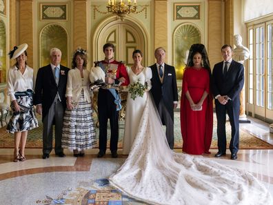 Carlos Fitz-James Stuart and Belen Corsini celebrate their wedding at the Palacio de Liria on May 22, 2021 in Madrid, Spain. 