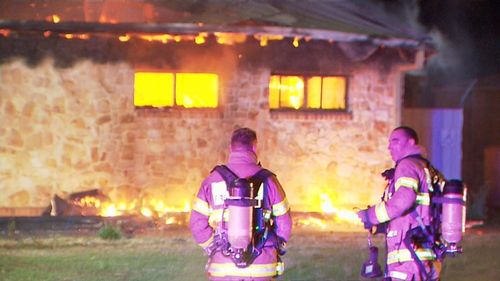 Firefighters rushed to the former bowls club on Mingari Street and found the empty building engulfed in flames.