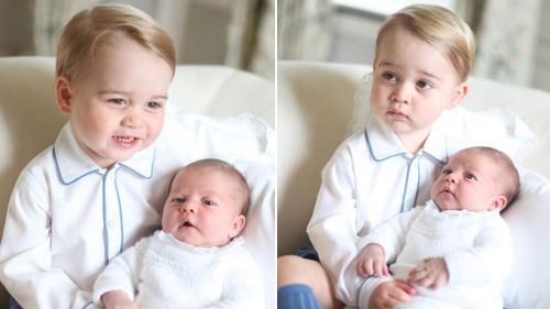 Prince George holding his new little sister, Princess Charlotte. (Kensington Palace)