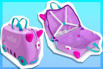 Trunki Children's Ride-On Suitcase Cassie Cat, Lilac