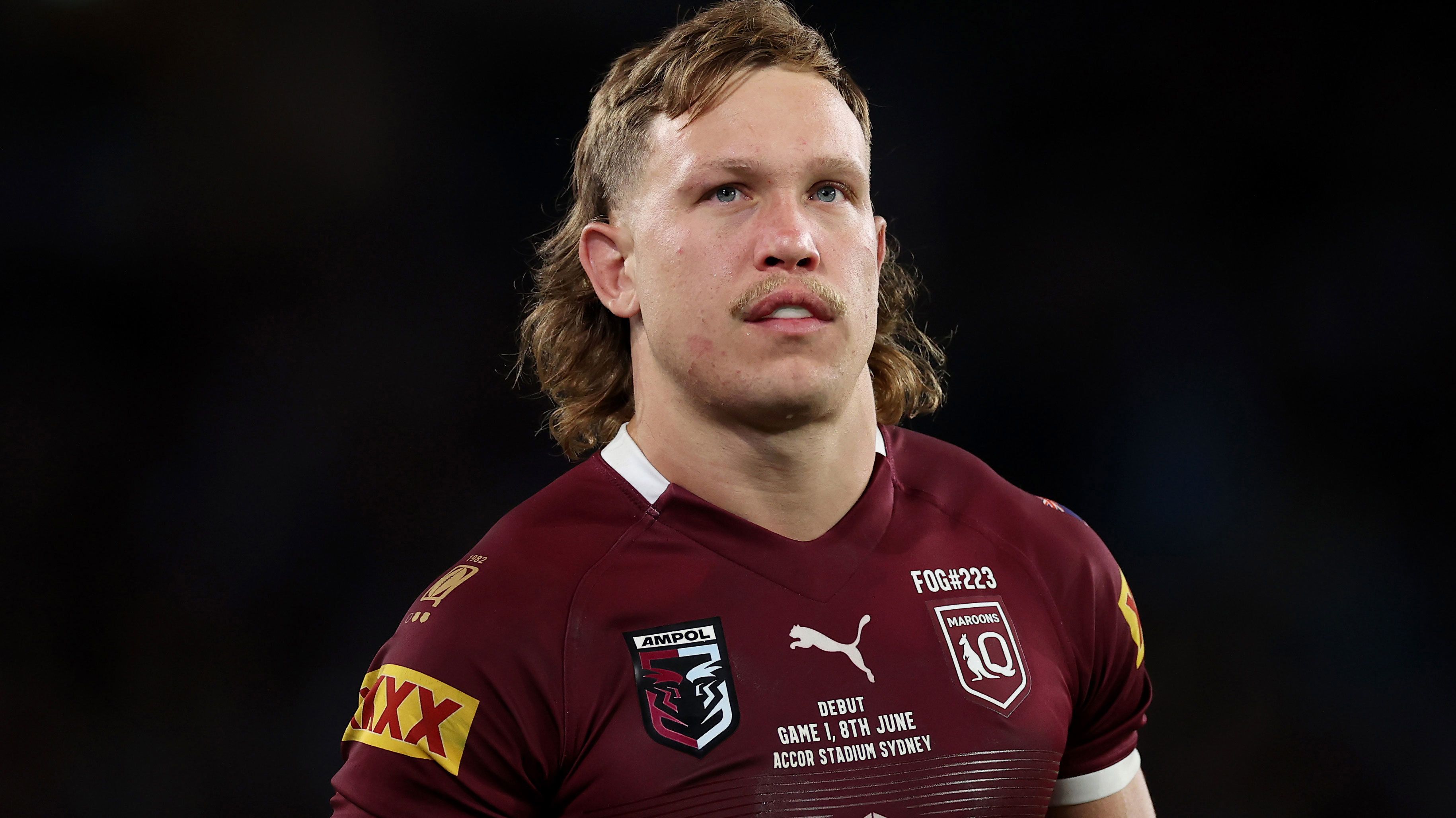 Maroons rookie Reuben Cotter during his debut appearance for Queensland on Wednesday.