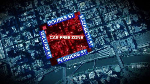 The plan, already implemented in Europe and the US, would span several streets, bounded by Bourke, Elizabeth, Flinders and William streets. (9NEWS)