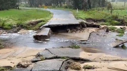 Flooding has impacted roads across the state, including on the outskirts of Stanthorpe in Queensland's Southern Downs Region.