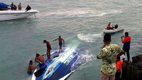 Two people died when the boat capsized at sea off the coast of Koh Samui resort island. (EPA via AAP)