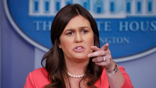 White House press secretary Sarah Huckabee Sanders claims she was booted from a Virginia restaurant because she works for President Donald Trump. Picture: AP