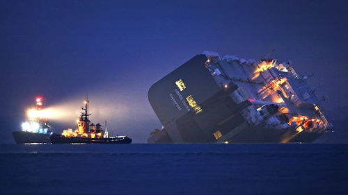 Huge cargo ship beached deliberately