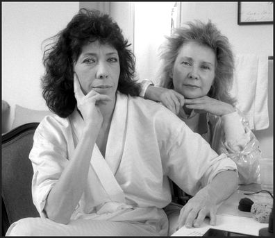 Lily Tomlin, Jane Wagner, dressing room, Plymouth Theatre, New York, 1986