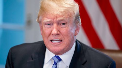 President Donald Trump speaks in the Cabinet Room of the White House in Washington. Picture: AP