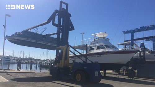 Marine Rescue retrieved the pontoon from the water. (9NEWS)