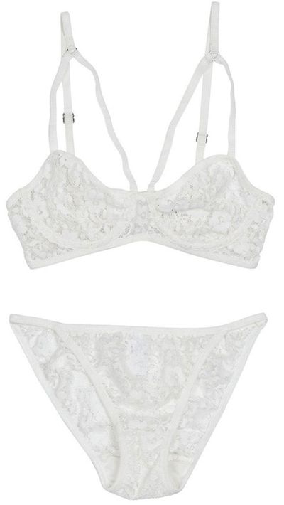 <p><a href="http://lonelylabel.com/collections/lonely/products/blairunderwirebraivorys1" target="_blank">Blair Underwire Bra, $85</a>,&nbsp;and <a href="http://lonelylabel.com/collections/lonely/products/blairtribriefivorys1" target="_blank">Blair Tri Brief, $59</a>, Lonely</p>