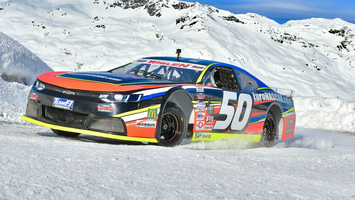 The NASCAR Euro series will compete on ice for the first time next season. The car is pictured here in a test in France last March.