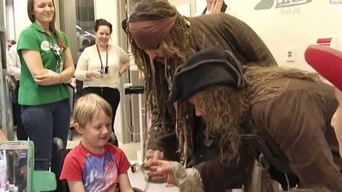 Depp spent time with seven-year-old Max Bennett. (9NEWS)