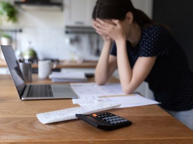 Woman stressed about money