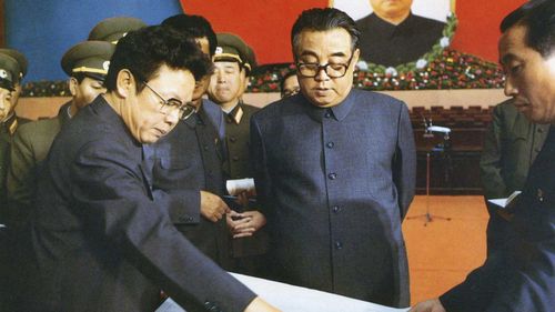 Kim Jong-il and his father Kim Il-sung in 1980. (AP)