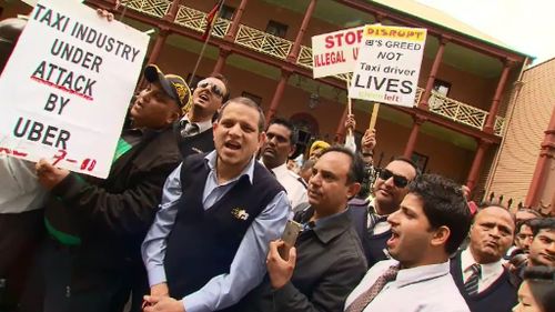 Yesterday, taxi drivers protested against Uber in Sydney, Melbourne and Brisbane. (9NEWS)