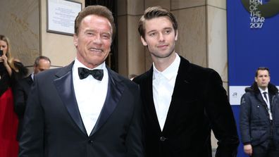 Arnold Schwarzenegger and his son Patrick Schwarzenegger during the GQ Men of the year Award 2017.