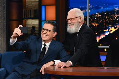 Stephen Colbert and guest David Letterman "Stephen Colbert's post-production performance."