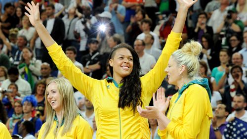 Lauren Jackson and other team members at the 2012 London Olympics. (AAP)