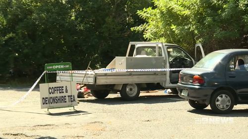 The 38-year-old alleged attacker was known to them and his ute was seized by police at a popular cafe. Picture: 9NEWS.