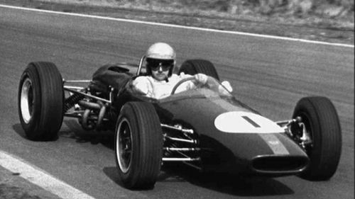 Sir Jack Brabham competes at Outlon Park in Cheshire, England in 1965. (AAP)
