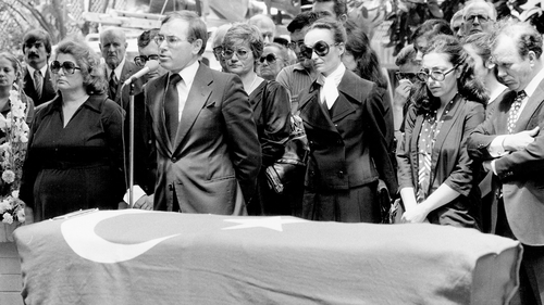 Then federal treasurer, John Howard addresses the service for Sarik Ariyak and his bodyguard at the Turkish consulate in Woollahra.  December 24, 1980.