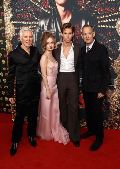 Baz Luhrmann, Olivia DeJonge, Austin Butler and Tom Hanks attend the Sydney premiere of ELVIS at the State Theatre on June 05, 2022 in Sydney, Australia. 