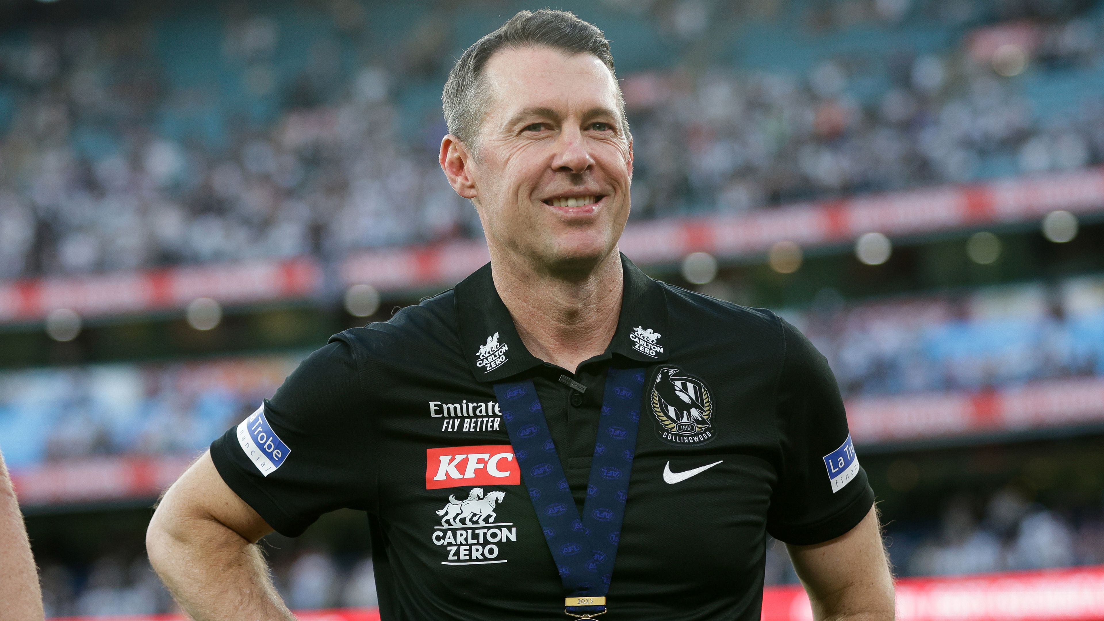 MELBOURNE, AUSTRALIA - SEPTEMBER 30: Craig McRae, Senior Coach of the Magpies is seen after the 2023 AFL Grand Final match between the Collingwood Magpies and the Brisbane Lions at the Melbourne Cricket Ground on September 30, 2023 in Melbourne, Australia. (Photo by Russell Freeman/AFL Photos via Getty Images)