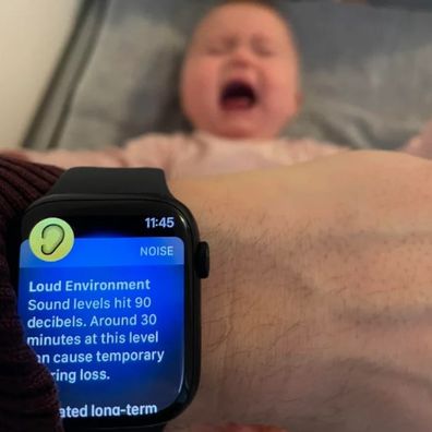 Apple Watch notification to dad who's baby was crying. 