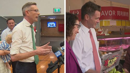 Le premier ministre de la Nouvelle-Galles du Sud, Dominic Perrottet, et le leader travailliste Chris Minns