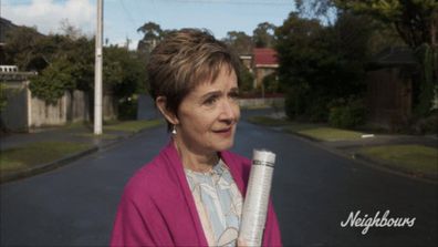 Susan Kennedy (played by Jackie Woodburne) in the final episode of Neighbours