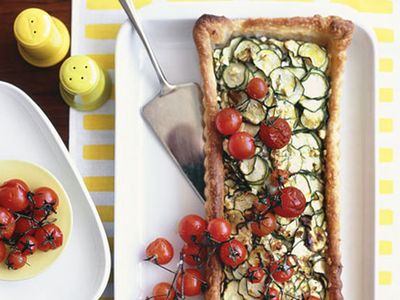 Zucchini and feta tart with roasted cherry tomatoes