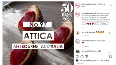 Attica announce as 97 on World's Best Restaurants list 2021