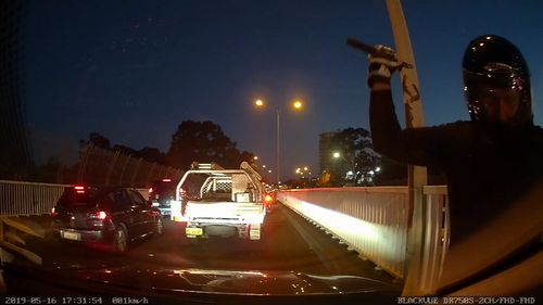 190601 Blacktown Sydney road rage incident armed motorcyclist dash cam footage crime news NSW Australia