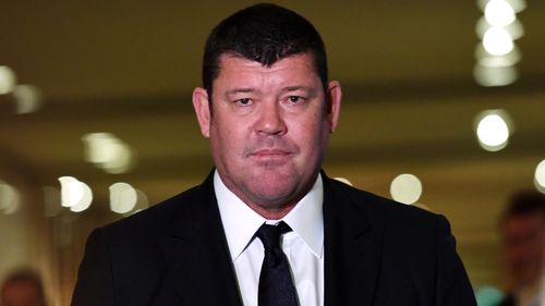 James Packer leaves the Crown Resorts AGM at the Crown Casino in Melbourne, in 2017.