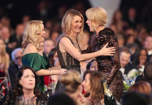 Kidman embraced co-stars Laura Dern and Reese Witherspoon. (Getty Images)