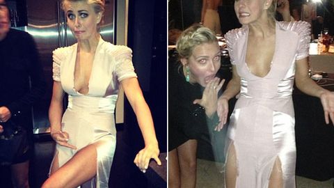 Oops! Julianne Hough's wardrobe malfunction at Globes after-party