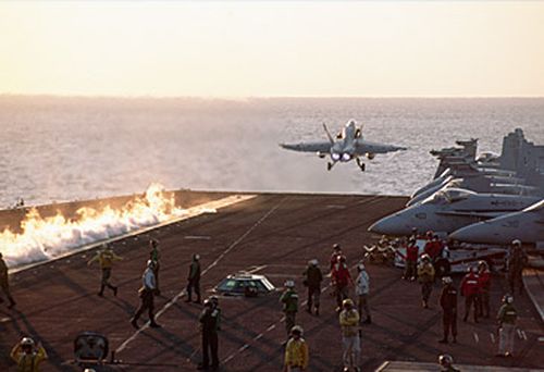 Jet taking off from USS Theodore Roosevelt (Getty)