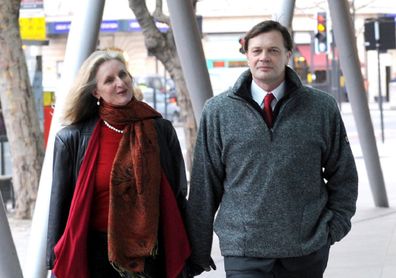 Andrew Wakefield (right) arrives with wife Carmen Wakefield to make a statement at the General Medical Council headquarters in London before their divorce.