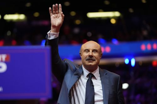 Dr. Phil speaks before Republican presidential nominee former President Donald Trump at a campaign rally at Madison Square Garden, Sunday, Oct. 27, 2024, in New York. (AP Photo/Alex Brandon)