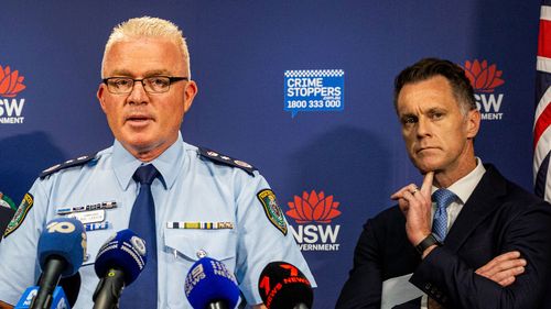 Prime Minister Anthony Albanese, Premier of NSW Chris Minns,  and  NSW Police Commissioner Mal Lanyon provide an update on the Bondi Beach shooting at a press conference at NSW Police Executive offices in Sydney, Tuesday, 16 December 2025.