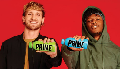 logan paul and KSI with prime hydration drink