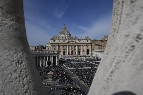 A view of the Palm Sunday's mass celebrated by Pope Francis in St. Peter's Square at The Vatican Sunday, April 2, 2023
