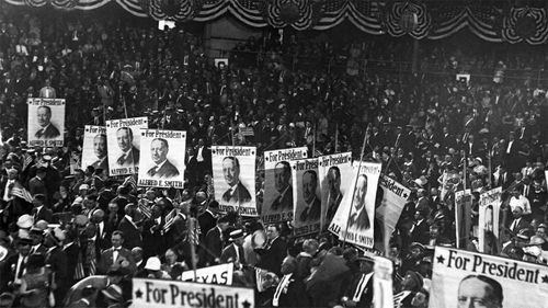 Posters for Al Smith at the viciously contested 1924 Democratic convention. 