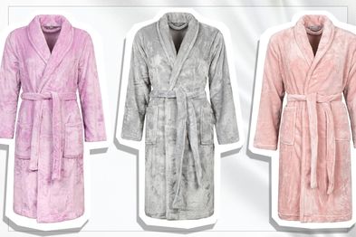 9PR: Heat Holders Ladies Blackwood Thermal Dressing Gown, Orchid Bouquet, Ice Grey and Dusty Pink