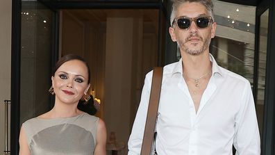 MILAN, ITALY - SEPTEMBER 20: Christina Ricci and Mark Hampton are seen during the Milan Fashion Week - Womenswear Spring/Summer 2024 on September 20, 2023 in Milan, Italy. (Photo by Robino Salvatore/GC Images)